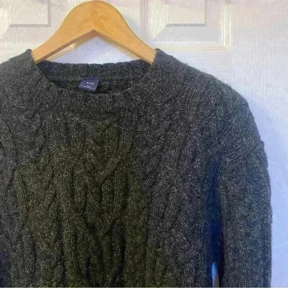 VINTAGE GAP 100% Lambswool Grey Cableknit Sweater Size XL - Picture 2 of 10